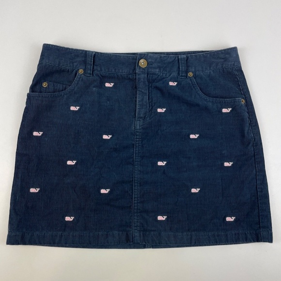 Vineyard Vines Womens Size 4 Blue Corduroy Embroidered Whales - Picture 1 of 5